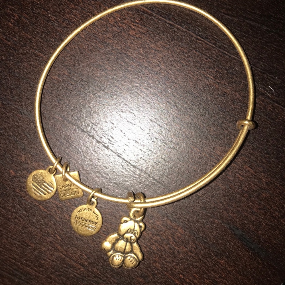 ALEX AND ANI Gold bear charm bangle.